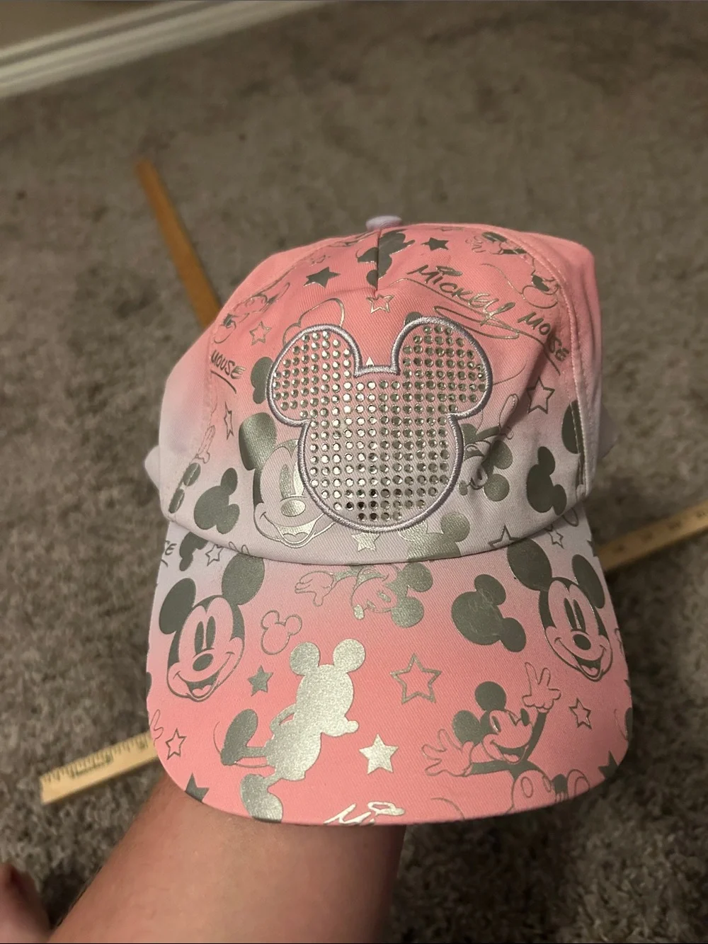Disney Pink and Silver Mickey Mouse Bling Baseball Cap